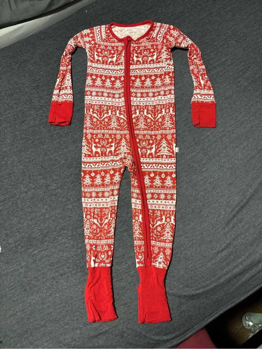 Little Sleepies Red and White Fair Isle Footed One-Piece Christmas pattern 18-24